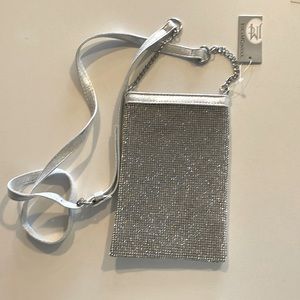 Jessica McClintock Sling silver sequined bag Perfect for Taylor Swift, Eras Tour